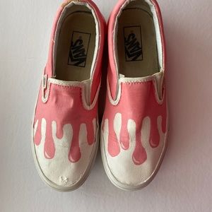 Custom Pink and White Drip Vans